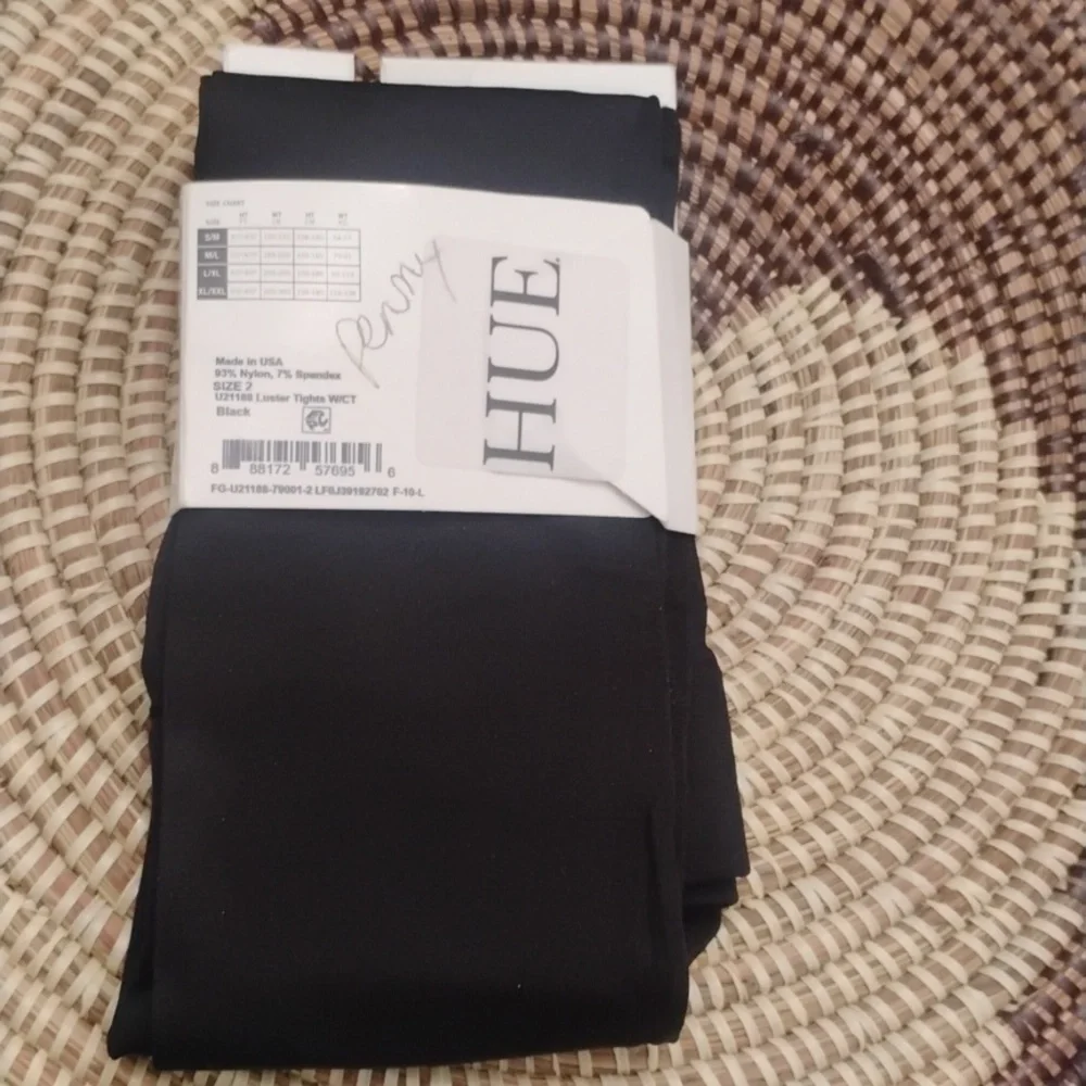 HUE Women's Luster Control Top Tights Black Size S/M NEW